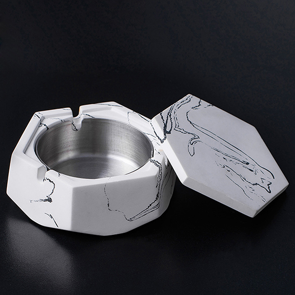 Stainless Steel Concrete Ashtray with Lid Stainless Steel Concrete Ashtray with Lid