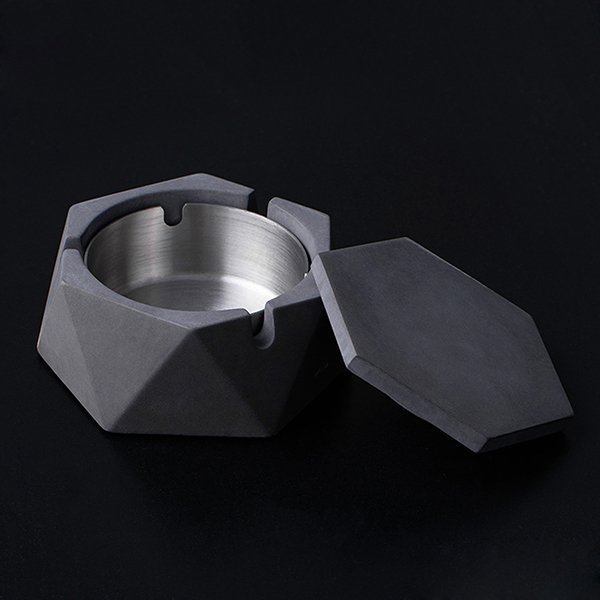 Stainless Steel Concrete Ashtray with Lid Stainless Steel Concrete Ashtray with Lid