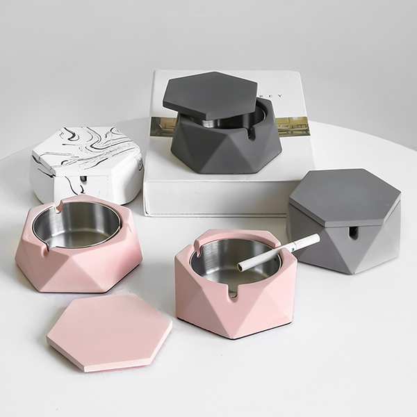 Stainless Steel Concrete Ashtray with Lid Stainless Steel Concrete Ashtray with Lid