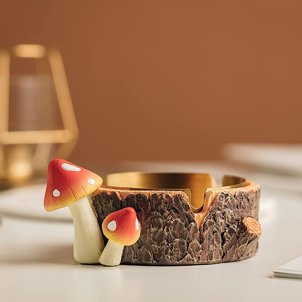Cute Mushroom Ashtray with Stainless Steel Tray for Cigarette Cute Mushroom Ashtray with Stainless Steel Tray for Cigarette
